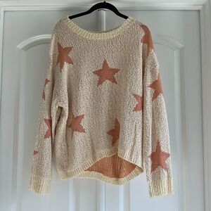 Cream and Pink Star Sweater